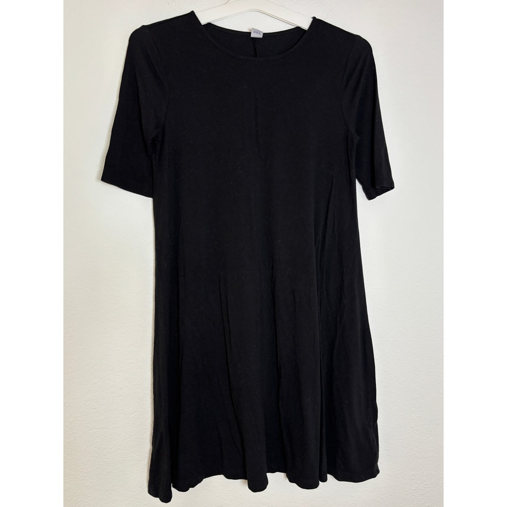 Old Navy Womens XS Black Jersey Knit Swing Dress Elbow Sleeve A-Line Mini Dress